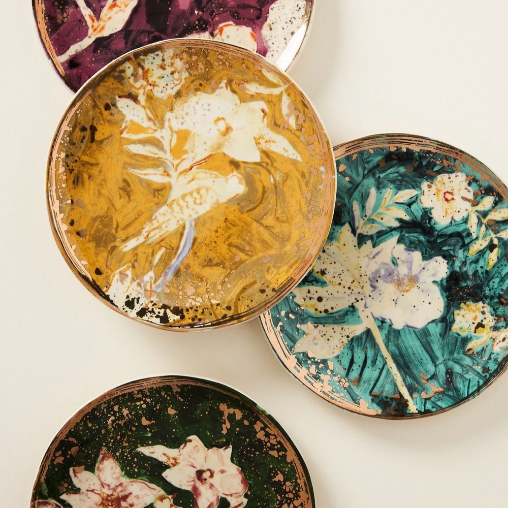Set of Four Anthropologie Mia Stoneware Canapé Plate